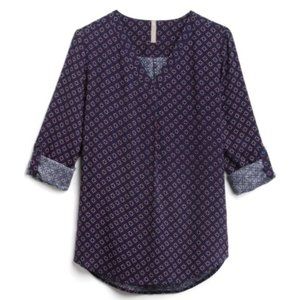 Brina & Em Navy Lenny V-neck Tunic Blouse S